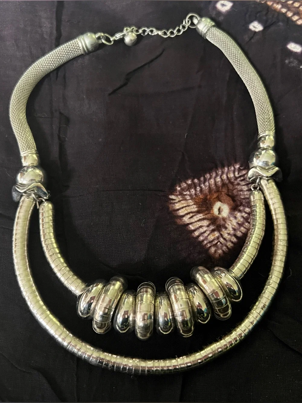 Vintage silver tone coil statement necklace
